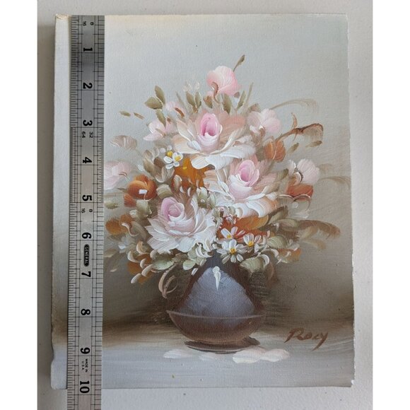 Original Floral Oil Painting On Stretched Canvas Signed By Artist Roxy - Romanti - Picture 12 of 14